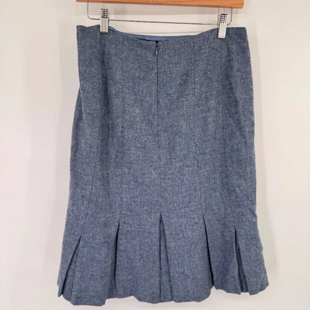 Talbots Womens Blue Wool Skirt Pleated Size 6 lined knee length
